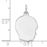 SSilver Rh-plt Engravable Boy Polished Front Satin Back Disc Charm view 3