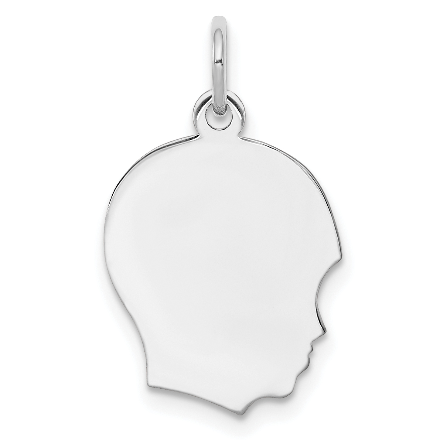 Sterling Silver Rh-plt Engraveable Boy Disc Charm Polish on Front/Back (QM352/18P)