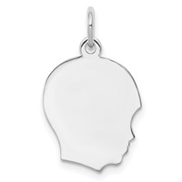 SSilver Rh-plt Engravable Boy Polished Front Satin Back Disc Charm view 1