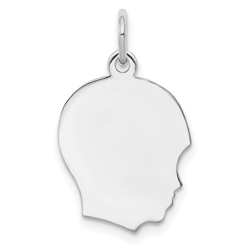 SSilver Rh-plt Engravable Boy Polished Front Satin Back Disc Charm