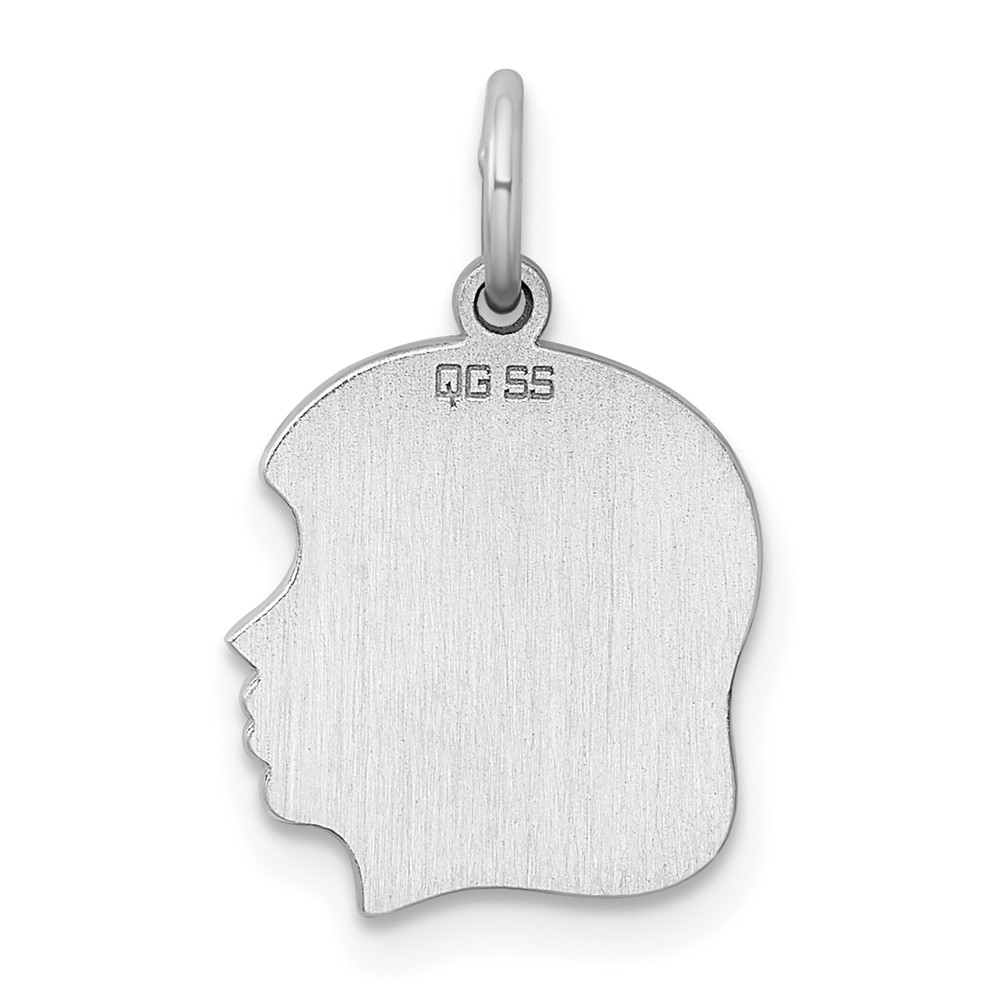 Sterling Silver Rh-plt Engraveable Girl Disc Charm Polish on Front/Back (QM353/35P)