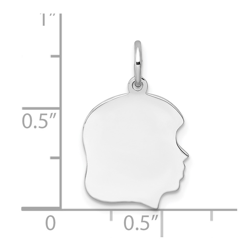 Sterling Silver Rh-plt Engraveable Girl Disc Charm Polish on Front/Back (QM353/35P)