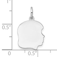 SSilver Rh-plt Engravable Girl Polished Front Satin Back Disc Charm view 3