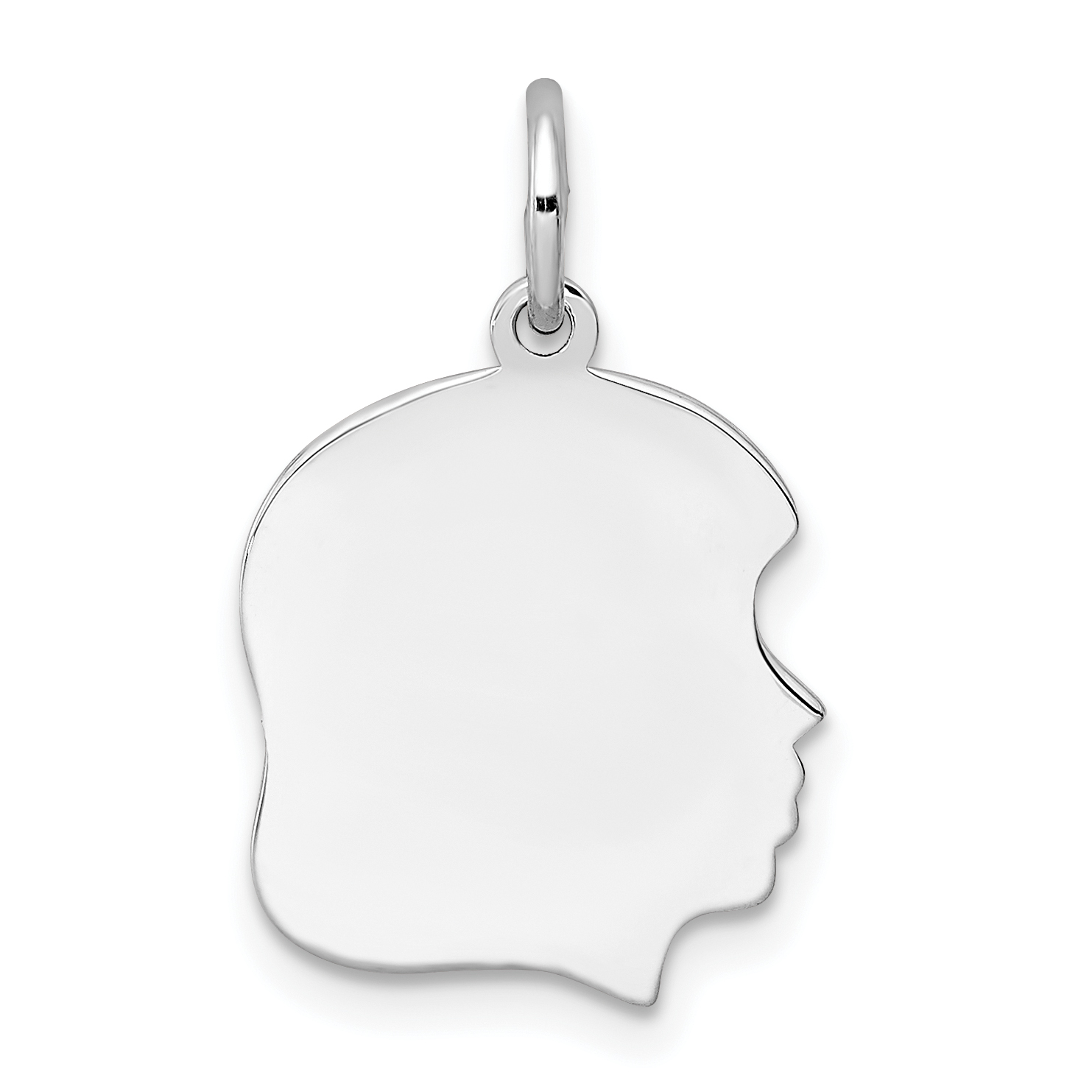 Sterling Silver Rh-plt Engraveable Girl Disc Charm Polish on Front/Back (QM353/35P)