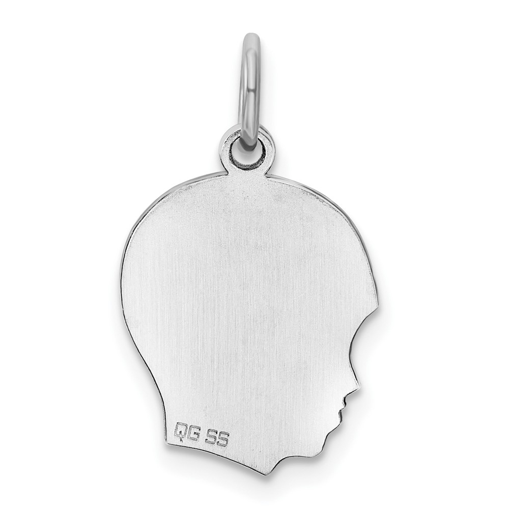 Sterling Silver Rh-plt Engraveable Boy Disc Charm Polish on Front/Back (QM354/18P)