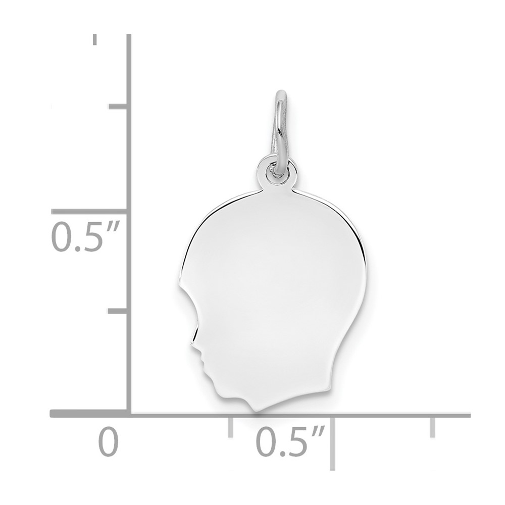 Sterling Silver Rh-plt Engraveable Boy Disc Charm Polish on Front/Back (QM354/18P)