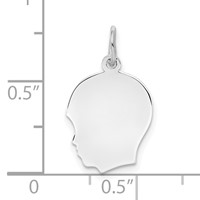 SSilver Rh-plt Engravable Boy Polished Front Satin Back Disc Charm view 3