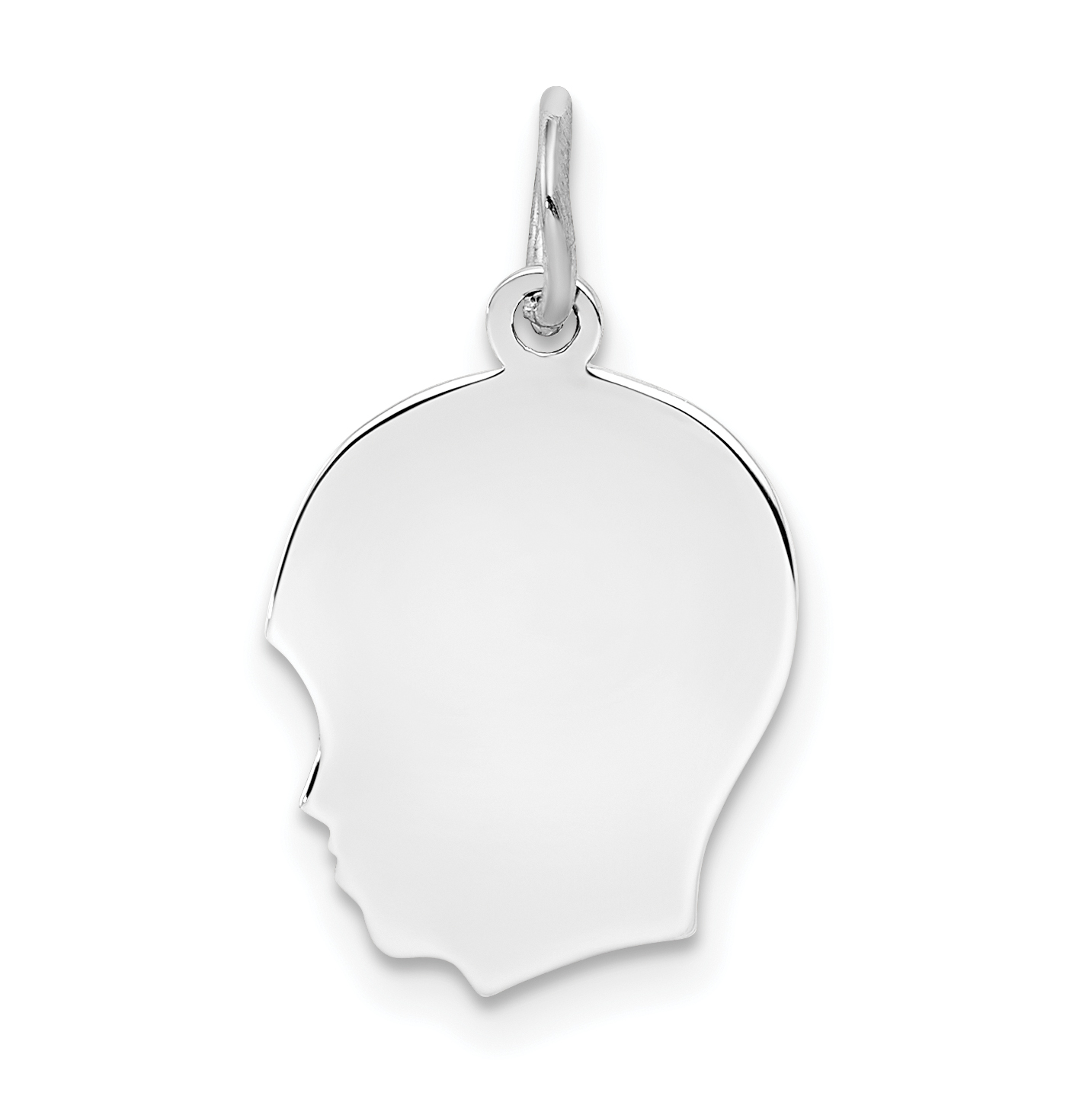 Sterling Silver Rh-plt Engraveable Boy Disc Charm Polish on Front/Back (QM354/18P)