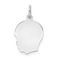 SSilver Rh-plt Engravable Boy Polished Front Satin Back Disc Charm view 1