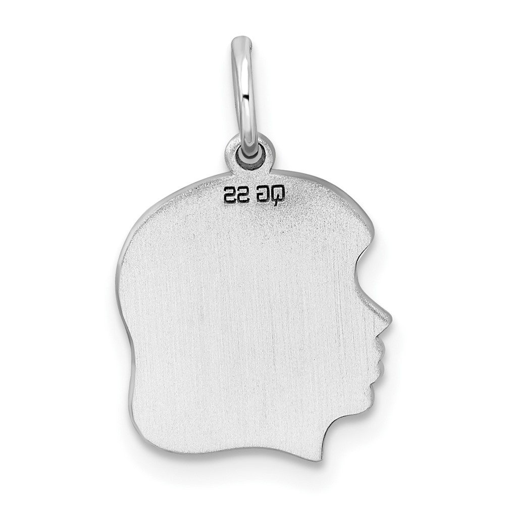 Sterl Silver Rh-plt Engraveable Girl Polished Front/Satin Back Disc Charm (QM355/27)