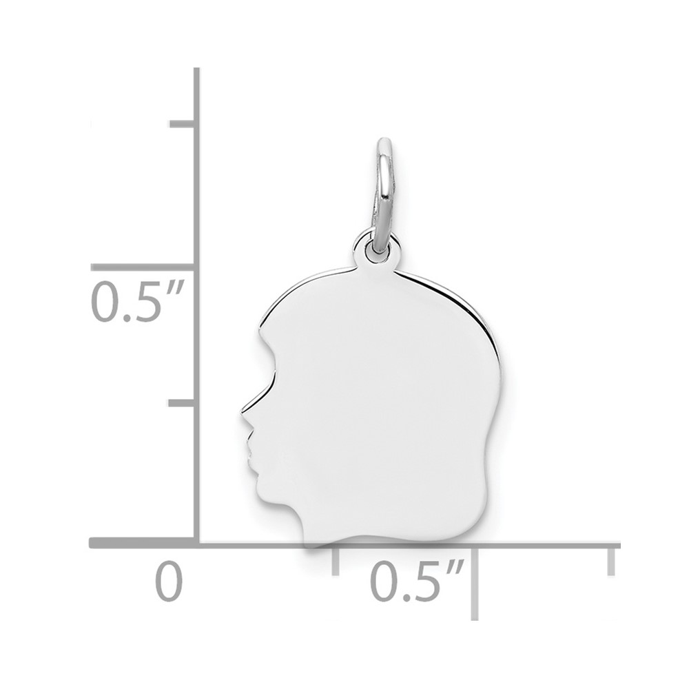 Sterl Silver Rh-plt Engraveable Girl Polished Front/Satin Back Disc Charm (QM355/27)