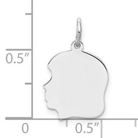 Sterling Silver Rh-plt Engravable Girl Disc Charm Polish on Front Back view 3