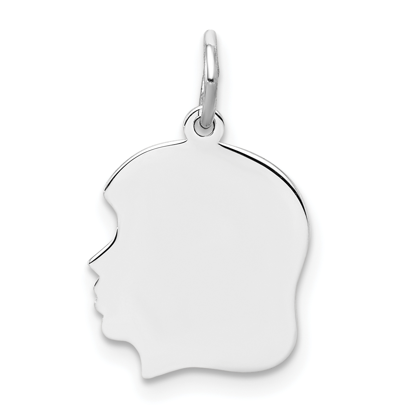 Sterling Silver Rh-plt Engraveable Girl Disc Charm Polish on Front/Back (QM355/27P)