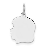 Sterling Silver Rh-plt Engravable Girl Disc Charm Polish on Front Back view 1