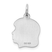 SSilver Rh-plt Engravable Girl Polished Front Satin Back Disc Charm view 4