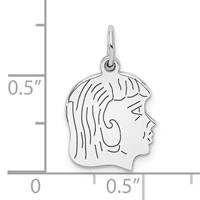 SSilver Rh-plt Engravable Girl Polished Front Satin Back Disc Charm view 3