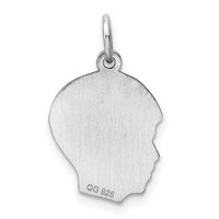 SSilver Rh-plt Engravable Boy Polished Front Satin Back Disc Charm view 4