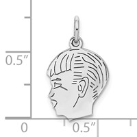 SSilver Rh-plt Engravable Boy Polished Front Satin Back Disc Charm view 3