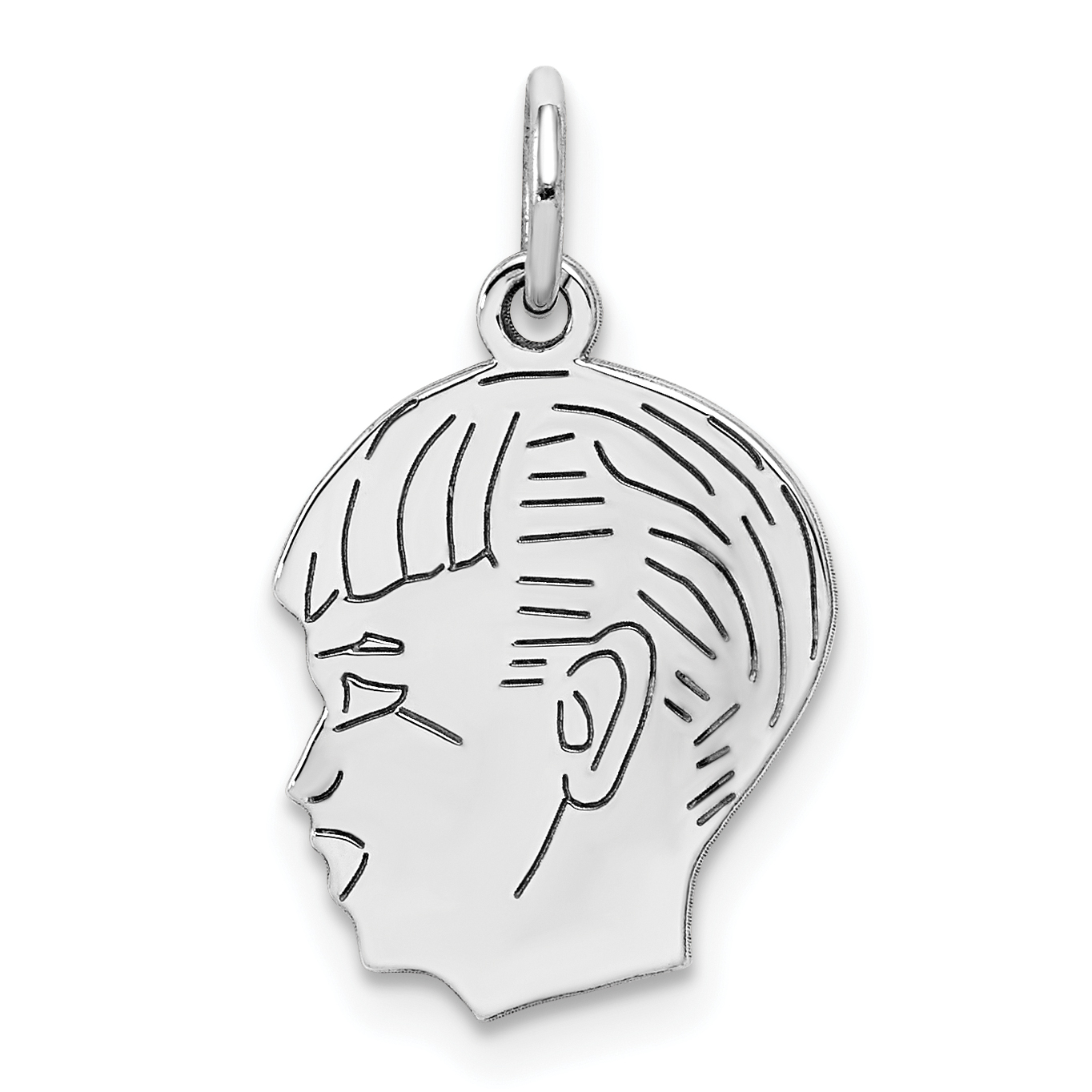 Sterl Silver Rh-plt Engraveable Boy Polished Front/Satin Back Disc Charm (QM357/18)