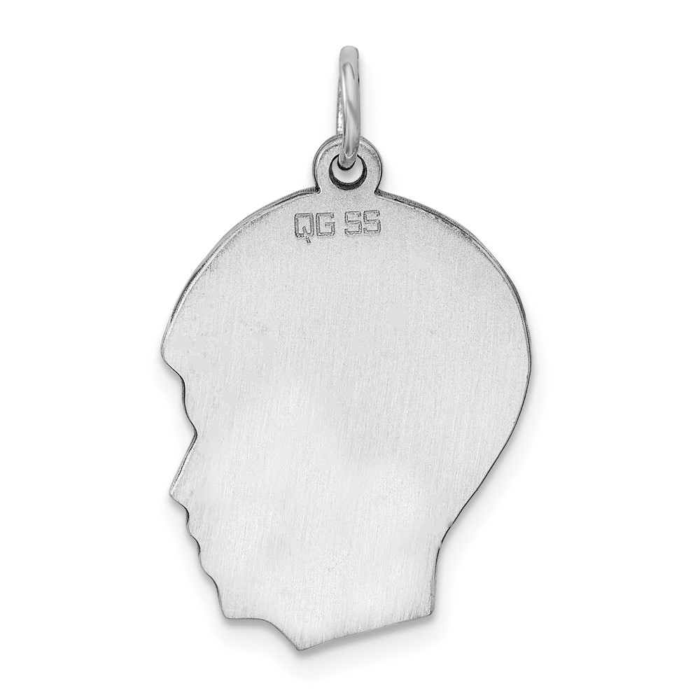 Sterling Silver Rhod-plate Eng. Boy Polish Front/Satin Back Disc Charm (QM358/50)