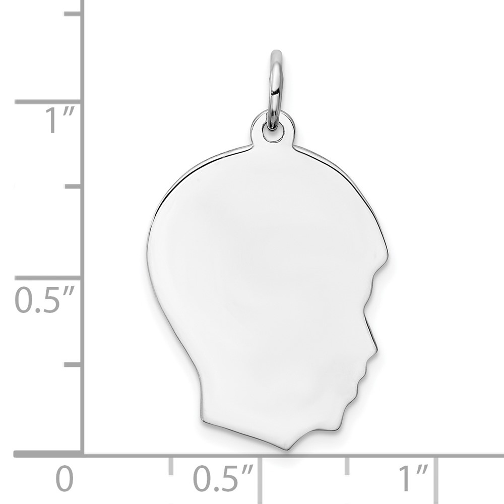 Sterling Silver Rhod-plate Eng. Boy Polish Front/Satin Back Disc Charm (QM358/50)