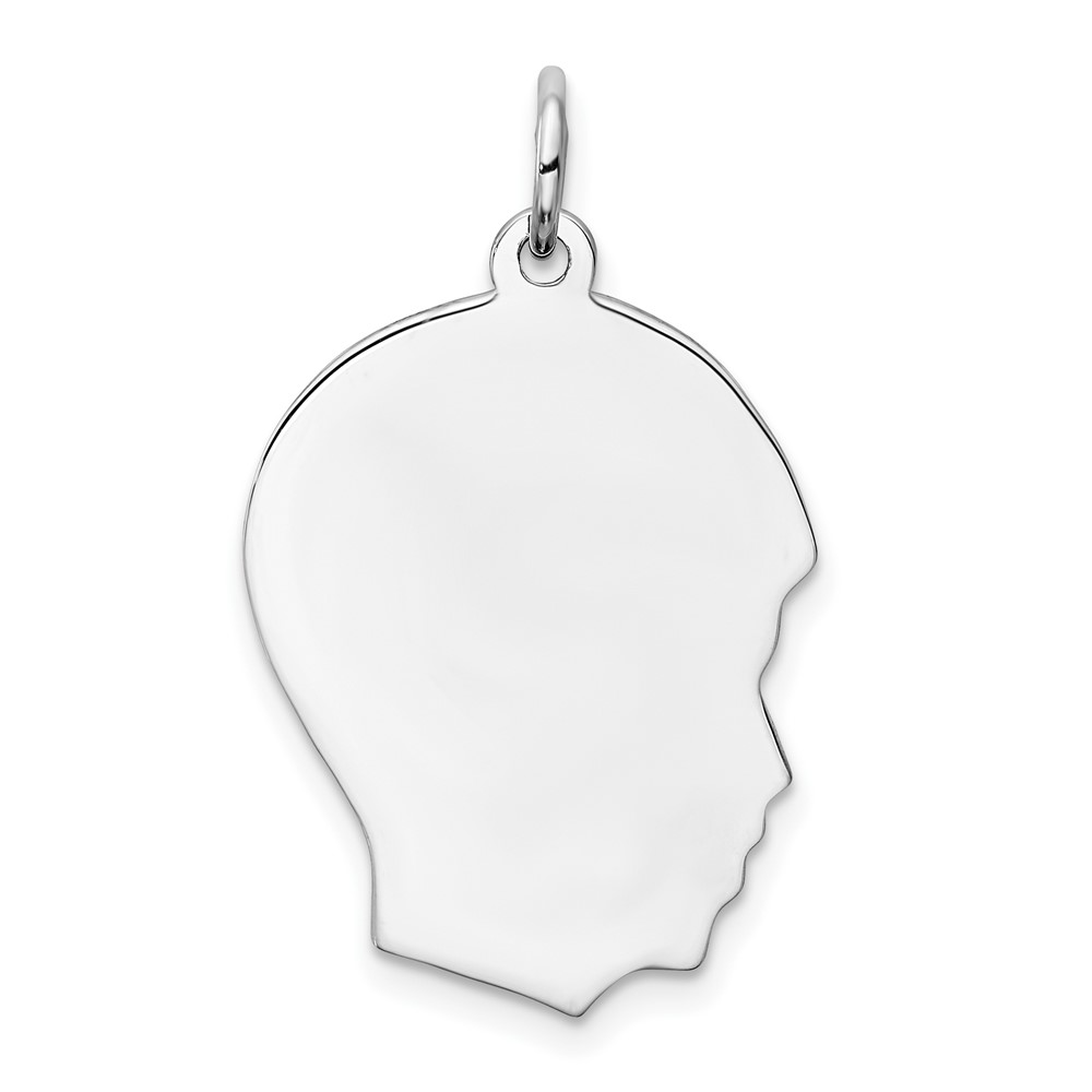Sterling Silver Rhod-plate Eng. Boy Disc Charm Polish on Front/Back (QM358/18P)