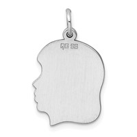 Sterling Silver Rhod-plate Eng Girl Disc Charm Polish on Front Back view 4