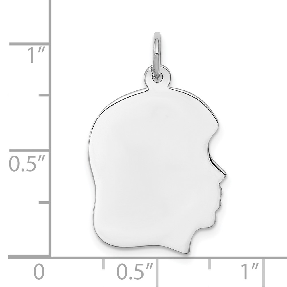 Sterling Silver Rhod-plate Eng Girl Disc Charm Polish on Front/Back (QM359/18P)
