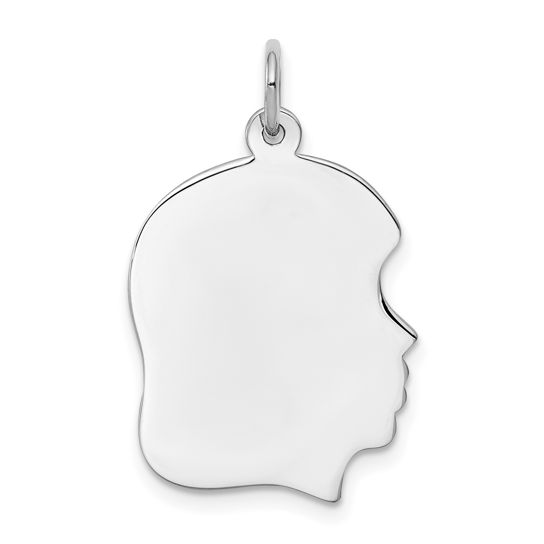 Sterling Silver Rhod-plate Eng. Girl Polish Front/Satin Back Disc Charm (QM359/27)