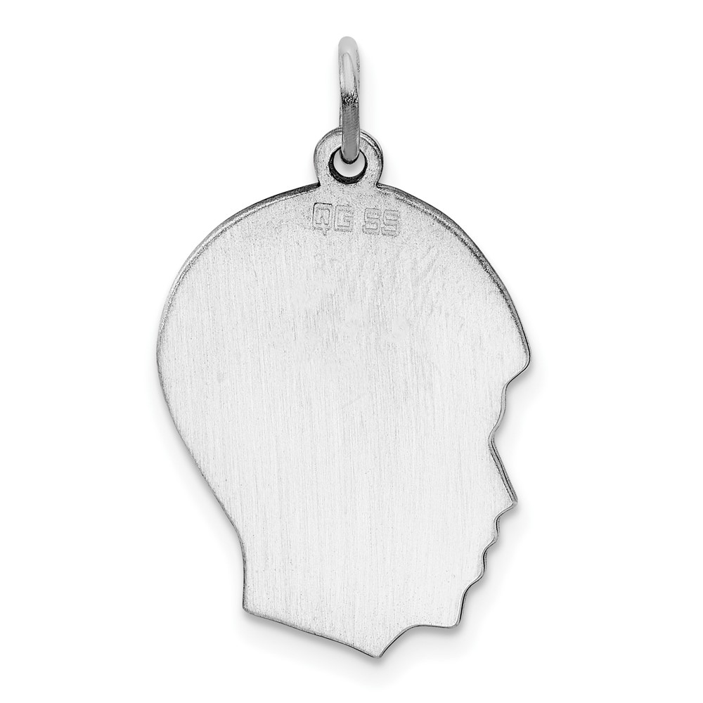 Sterling Silver Rhod-plate Eng. Boy Polished Front/Satin Back Disc Charm (QM360/35)