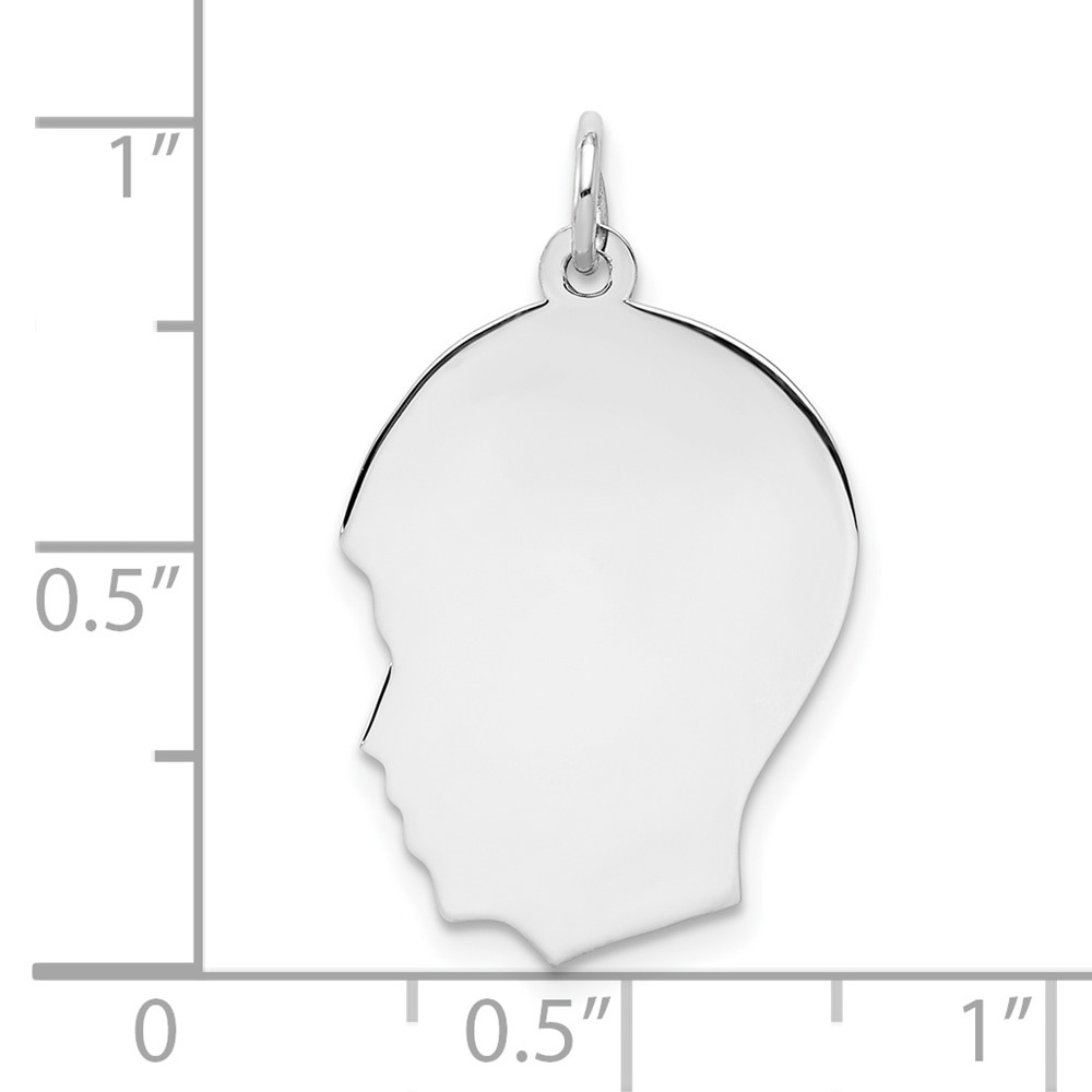 Sterling Silver Rhod-plate Eng. Boy Polished Front/Satin Back Disc Charm (QM360/35)