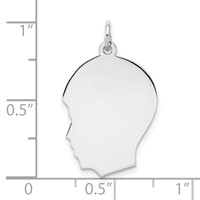 Sterling Silver Rhod-plate Eng. Boy Disc Charm Polish on Front Back view 3