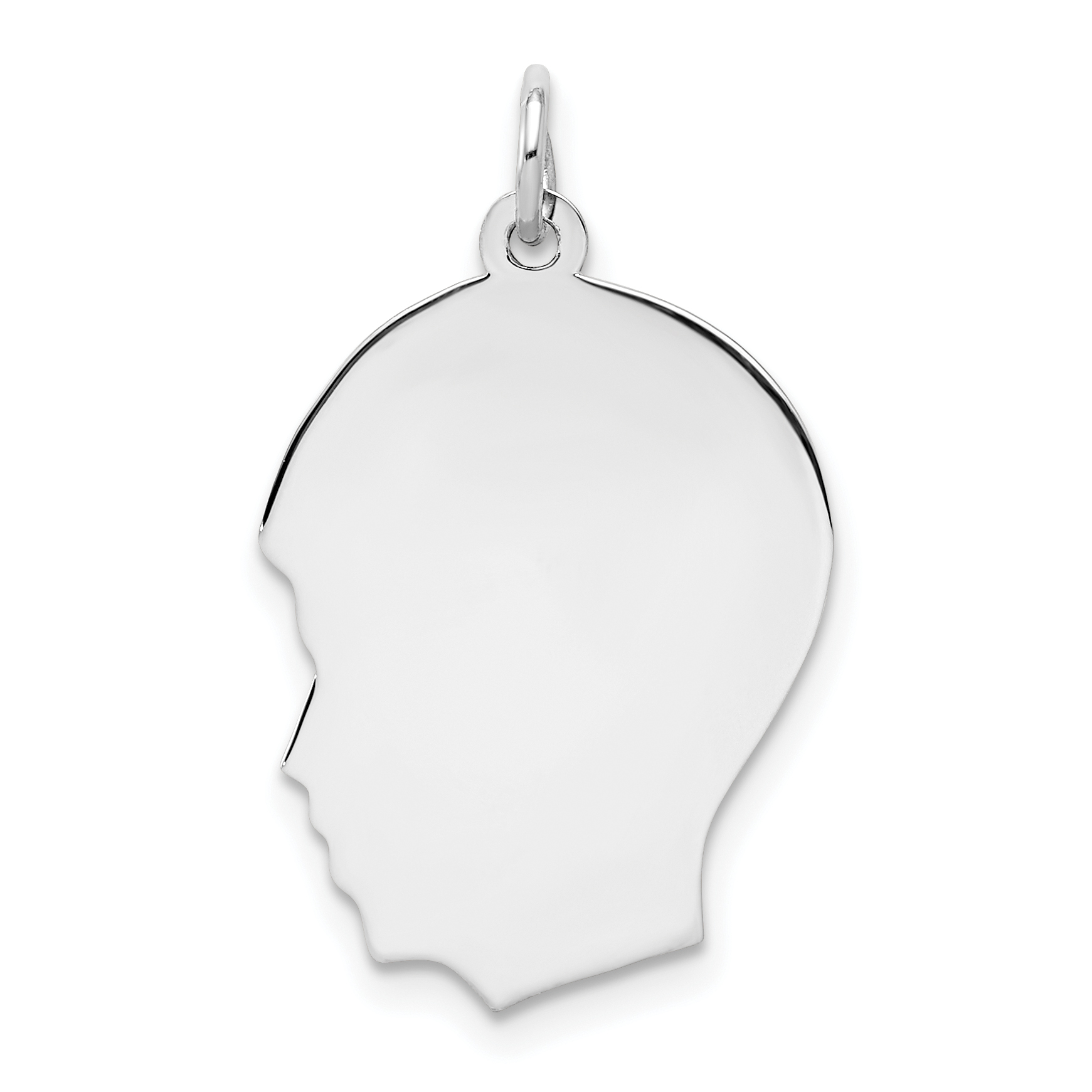 Sterling Silver Rhod-plate Eng. Boy Disc Charm Polish on Front/Back (QM360/18P)