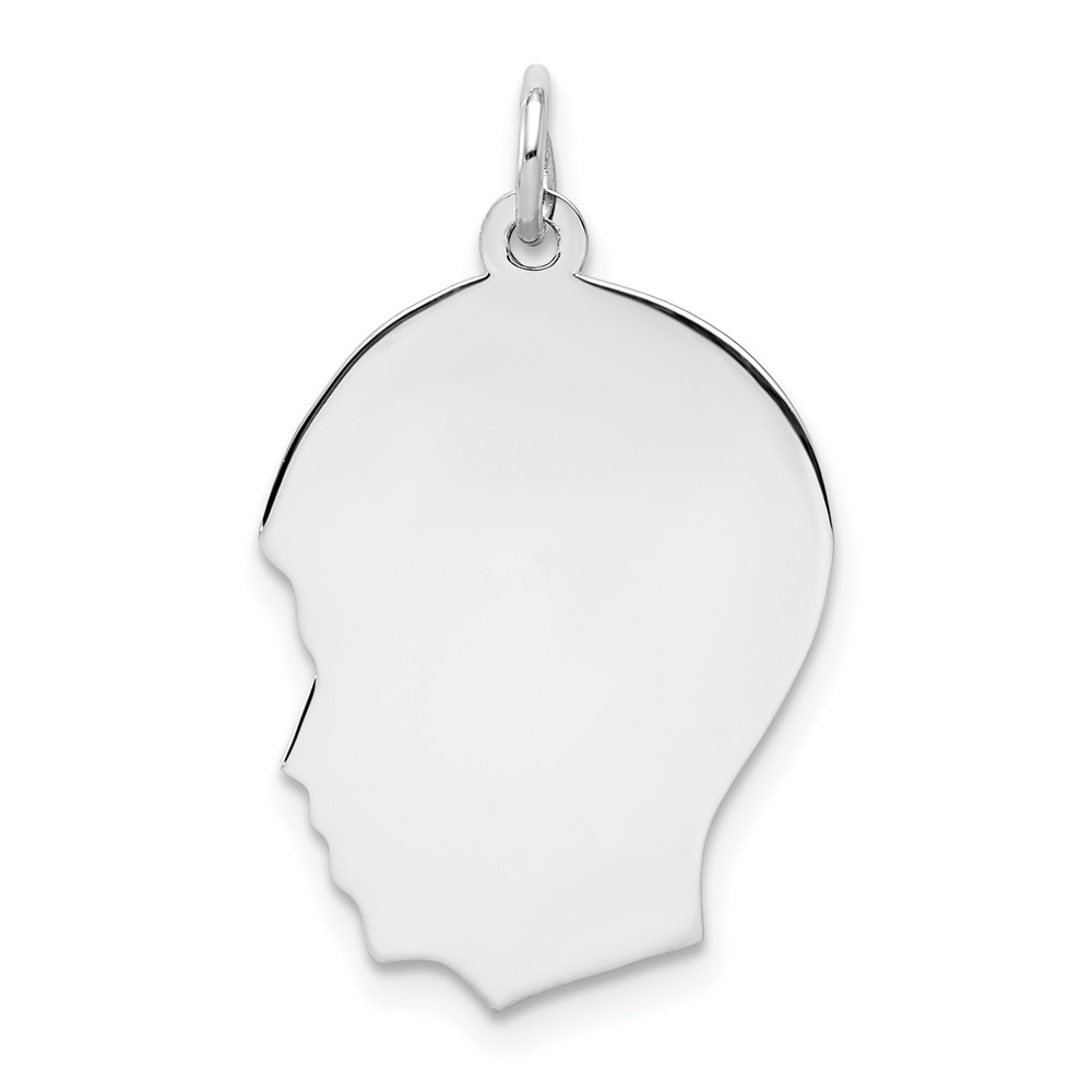 Sterling Silver Rhod-plate Eng. Boy Disc Charm Polish on Front/Back (QM360/18P)