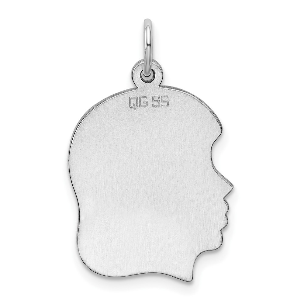 Sterling Silver Rhod-plate Eng. Girl Disc Charm Polish on Front/Back (QM361/35P)