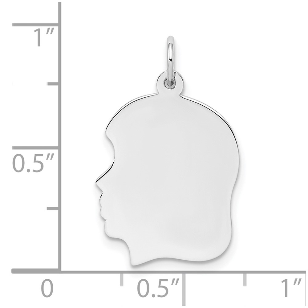 Sterling Silver Rhod-plate Eng. Girl Disc Charm Polish on Front/Back (QM361/35P)