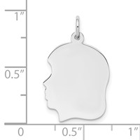 Sterling Silver Rhod-plate Eng. Girl Polished Front Satin Back Disc Charm view 3