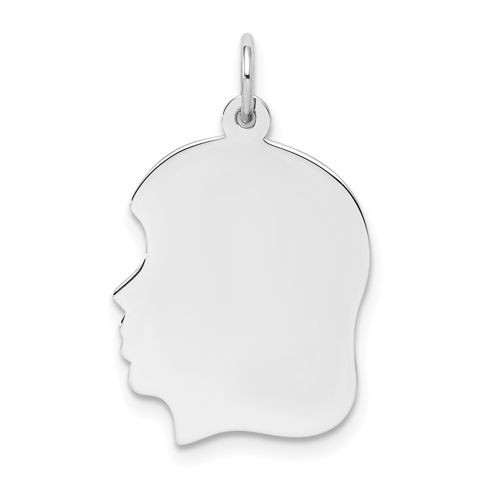 Sterling Silver Rhod-plate Eng. Girl Disc Charm Polish on Front/Back (QM361/18P)
