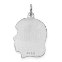 SSilver Rh-plt Engravable Girl Polished Front Satin Back Disc Charm view 4