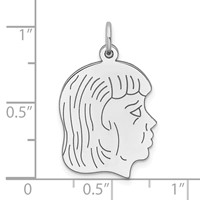 SSilver Rh-plt Engravable Girl Polished Front Satin Back Disc Charm view 3