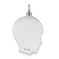 SSilver Rh-plt Engravable Boy Polished Front Satin Back Disc Charm view 4
