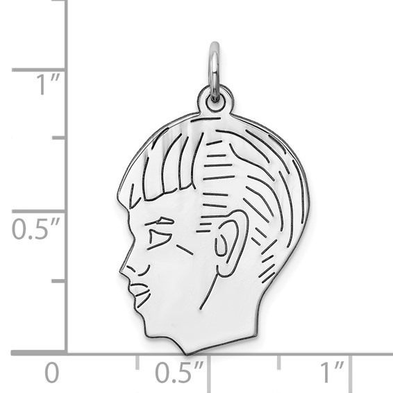 Sterling Silver Engraveable Boy Disc Charm Polish on Front/Back