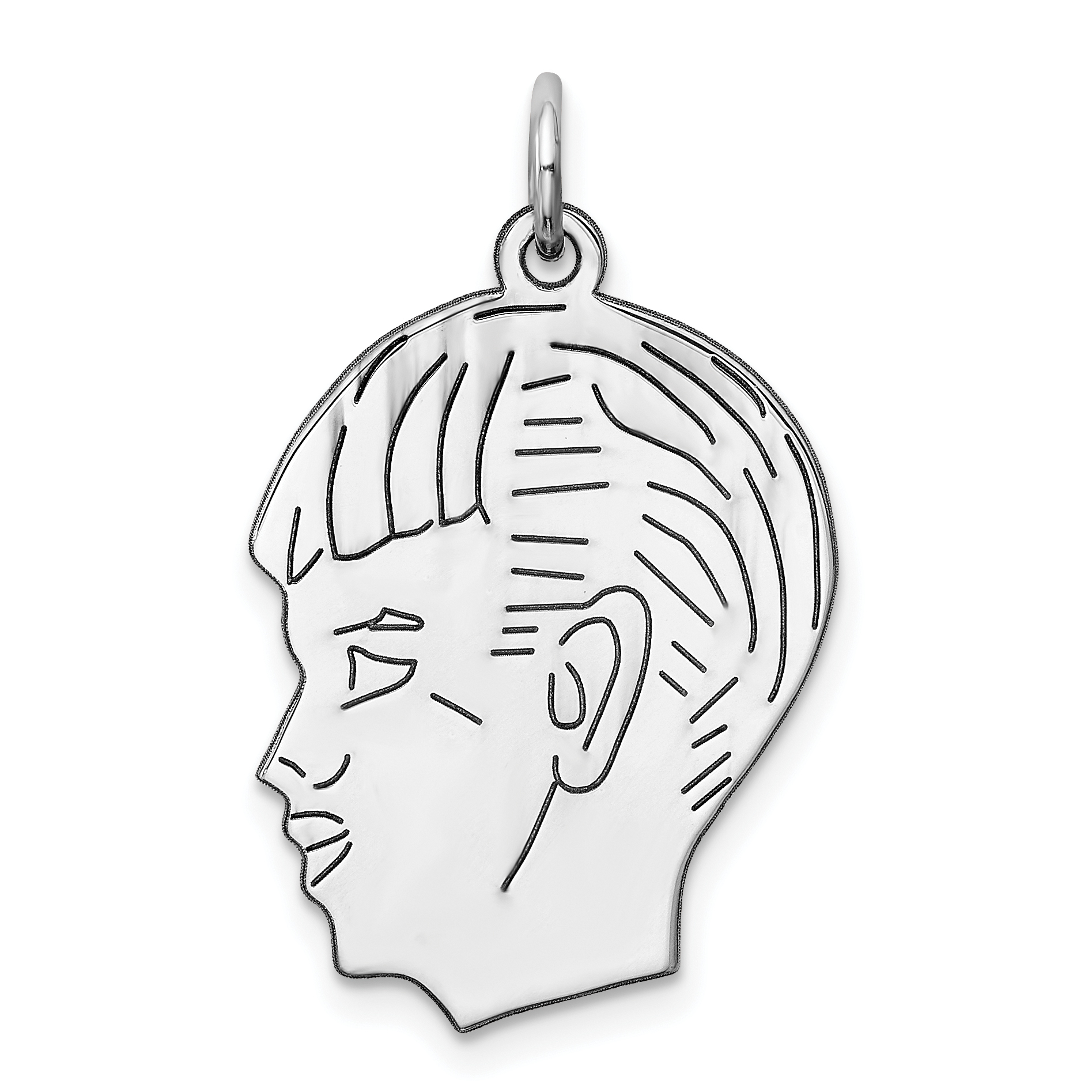 Sterl Silver Rh-plt Engraveable Boy Polished Front/Satin Back Disc Charm (QM363/18)
