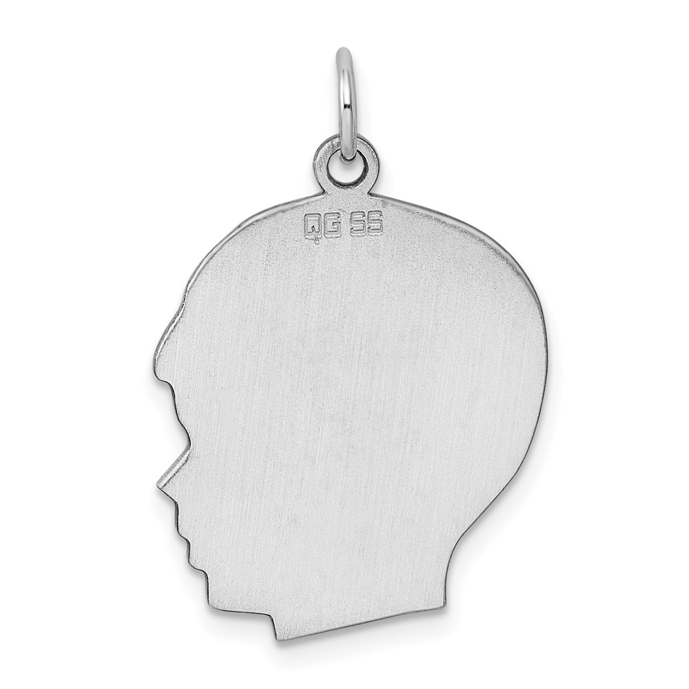 Sterling Silver Rh-plt Engraveable Boy Disc Charm Polish on Front/Back (QM364/27P)