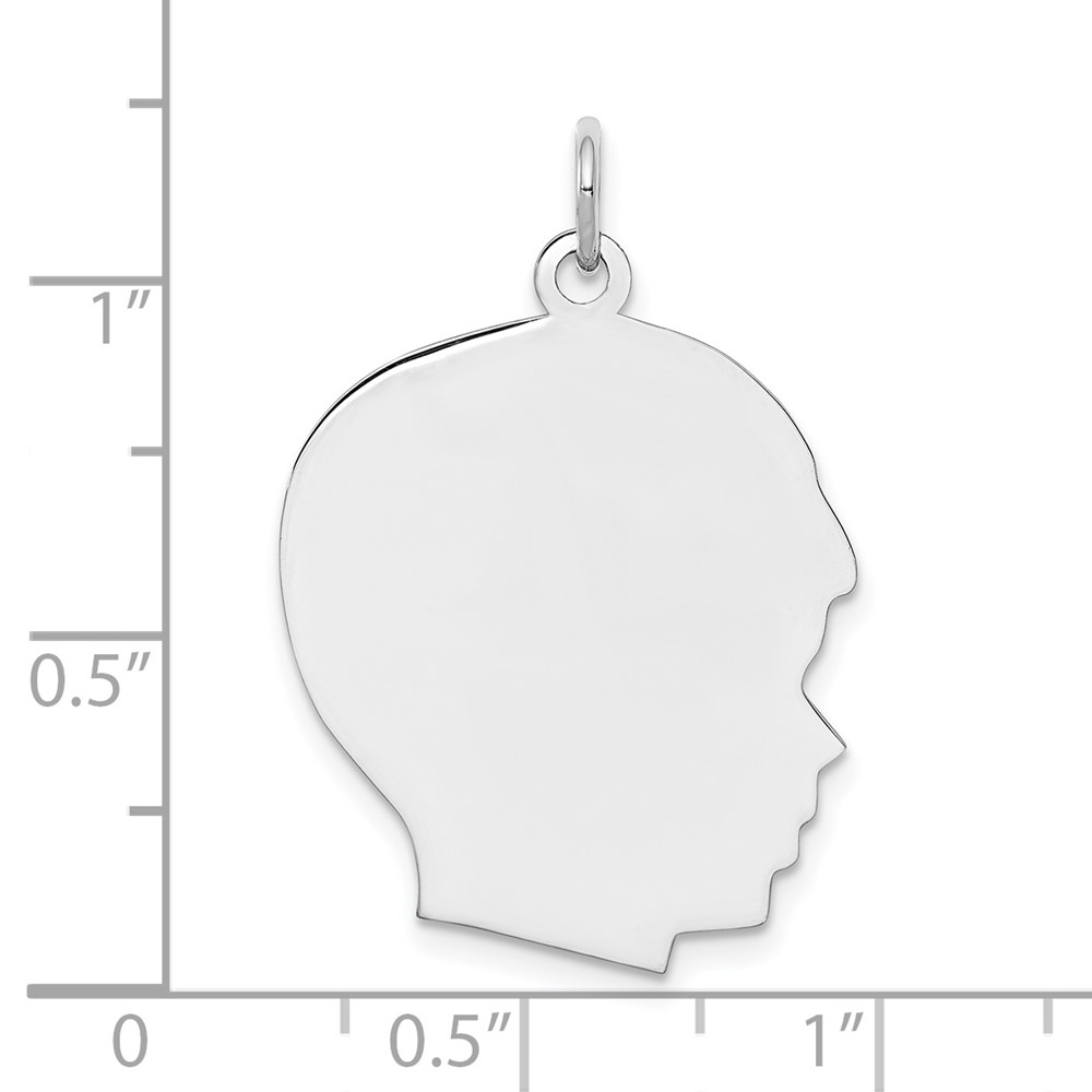 Sterling Silver Rh-plt Engraveable Boy Disc Charm Polish on Front/Back (QM364/27P)