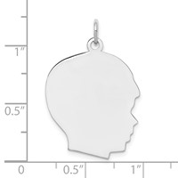 Sterling Silver Rh-plt Engravable Boy Disc Charm Polish on Front Back view 3
