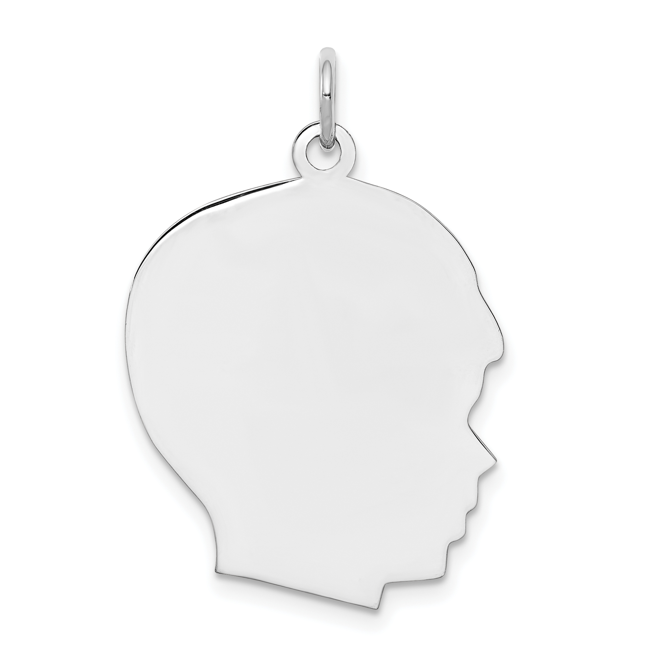 Sterling Silver Rh-plt Engraveable Boy Disc Charm Polish on Front/Back (QM364/27P)