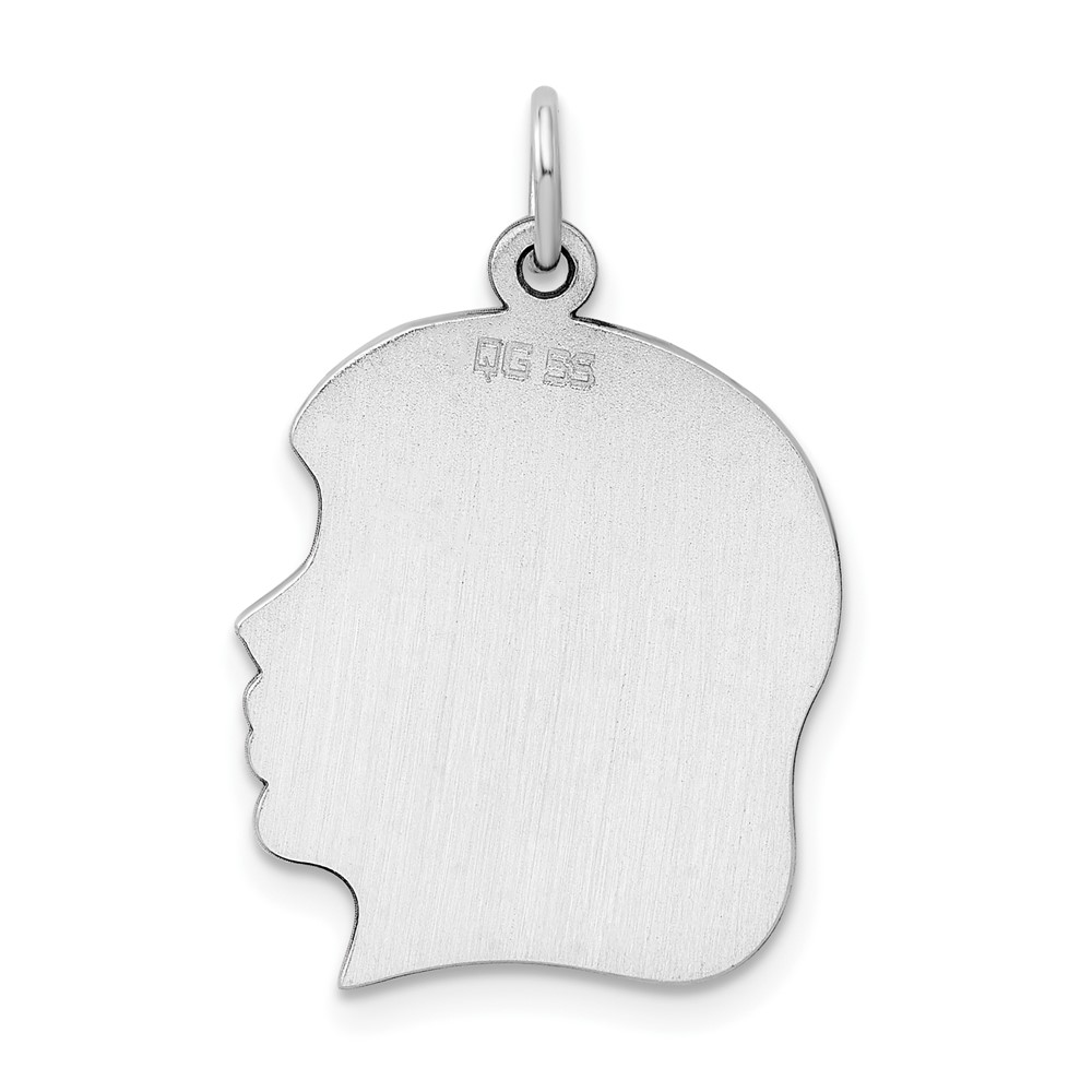 Sterl Silver Rh-plt Engraveable Girl Polished Front/Satin Back Disc Charm (QM365/35)