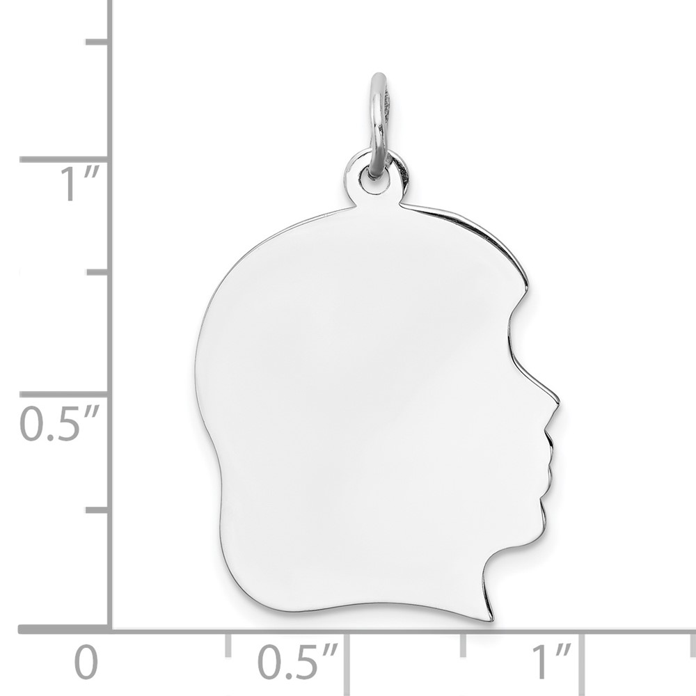 Sterl Silver Rh-plt Engraveable Girl Polished Front/Satin Back Disc Charm (QM365/35)