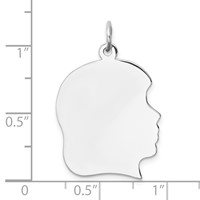 Sterling Silver Rh-plt Engravable Girl Disc Charm Polish on Front Back view 3